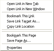 link context menu
